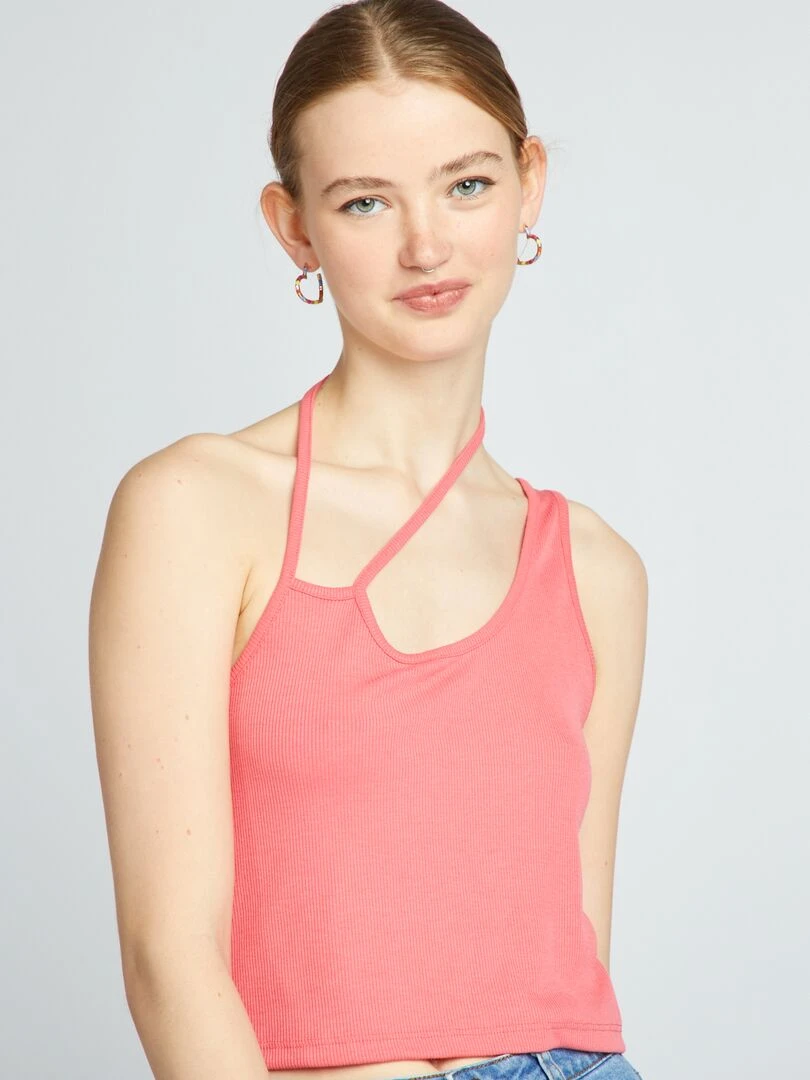 Débardeur à bretelles asymétriques   Rose