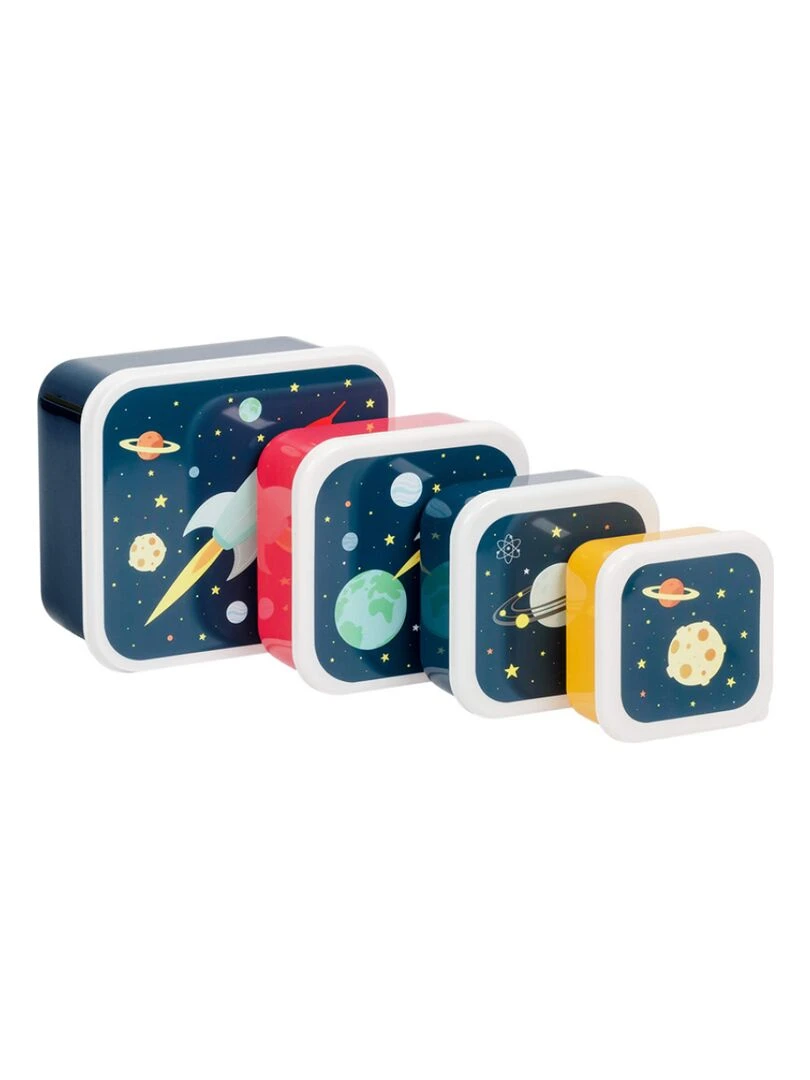 Lot de 4 boîtes à goûter Espace Bleu