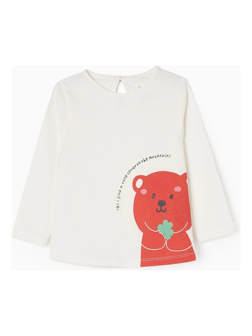 T shirt à Manches Longues Bébé Fille 'Trèfle' manches longues READY PLAYER Blanc