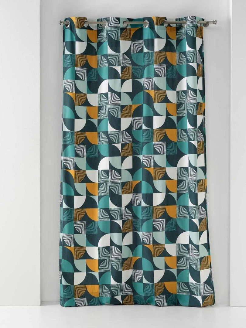Rideau à tendance géométrique   Bleu