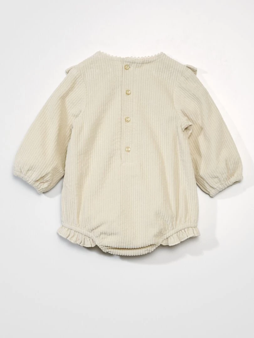 Barboteuse en velours avec volants   Beige