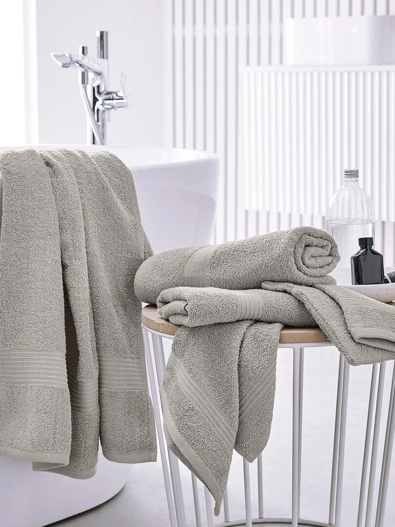 Lot de 2 serviettes de toilette coton uni ESSENTIAL   Beige