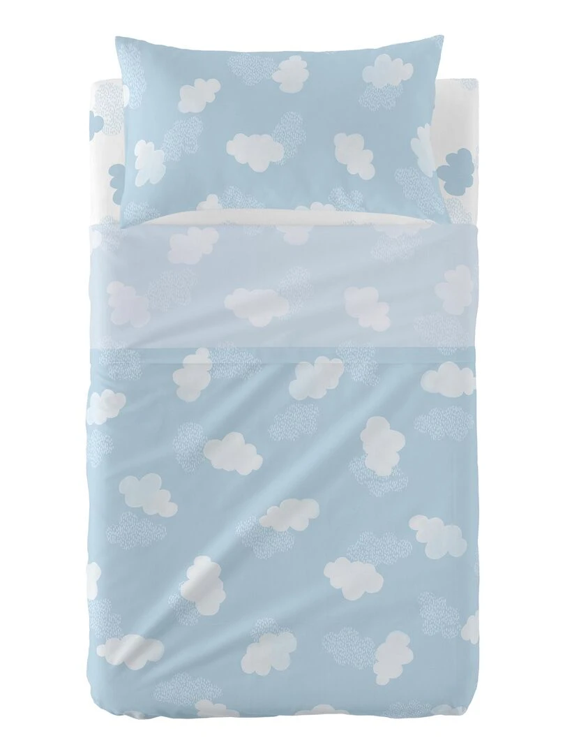 Parure de lit 2 pièces Clouds Lit Bébé "Happyfriday"   Bleu
