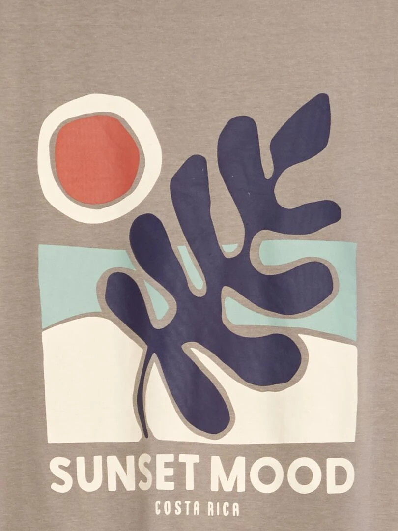 T shirt imprimé à col rond Vert gris
