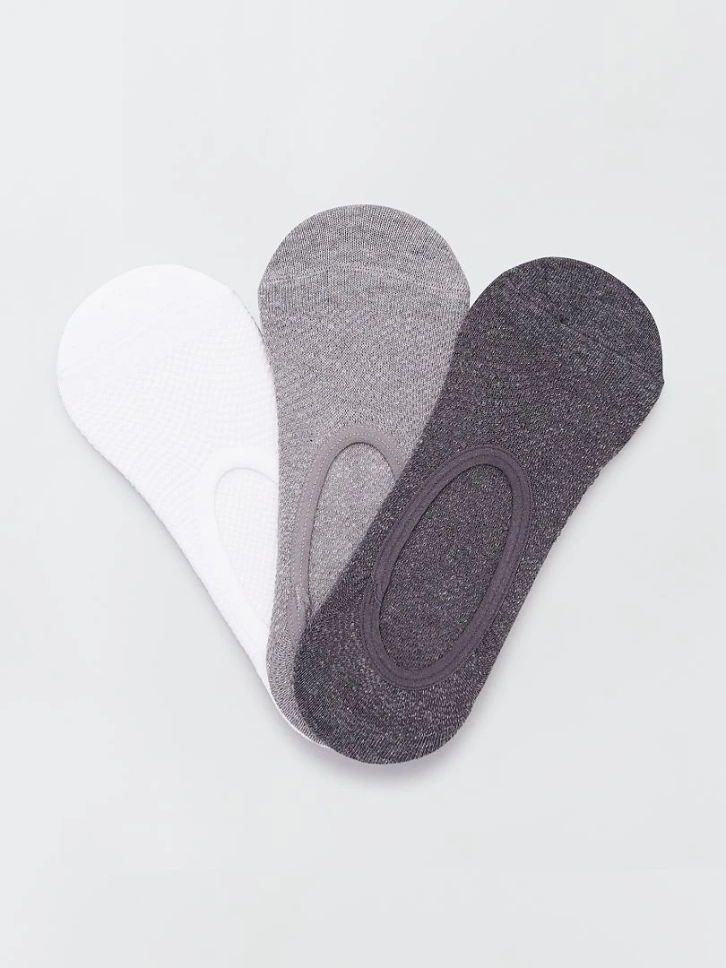 Lot de 3 paires de chaussettes invisibles gris