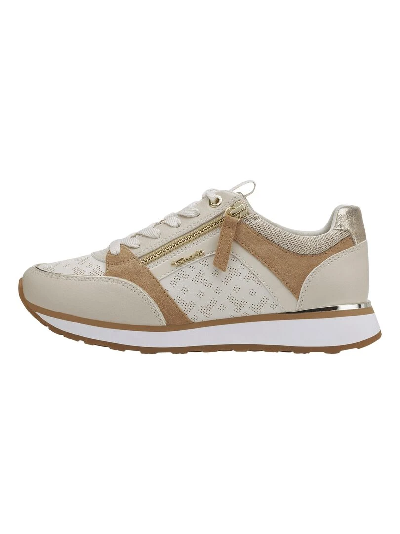 Basket Cuir Plate Tamaris Blanc