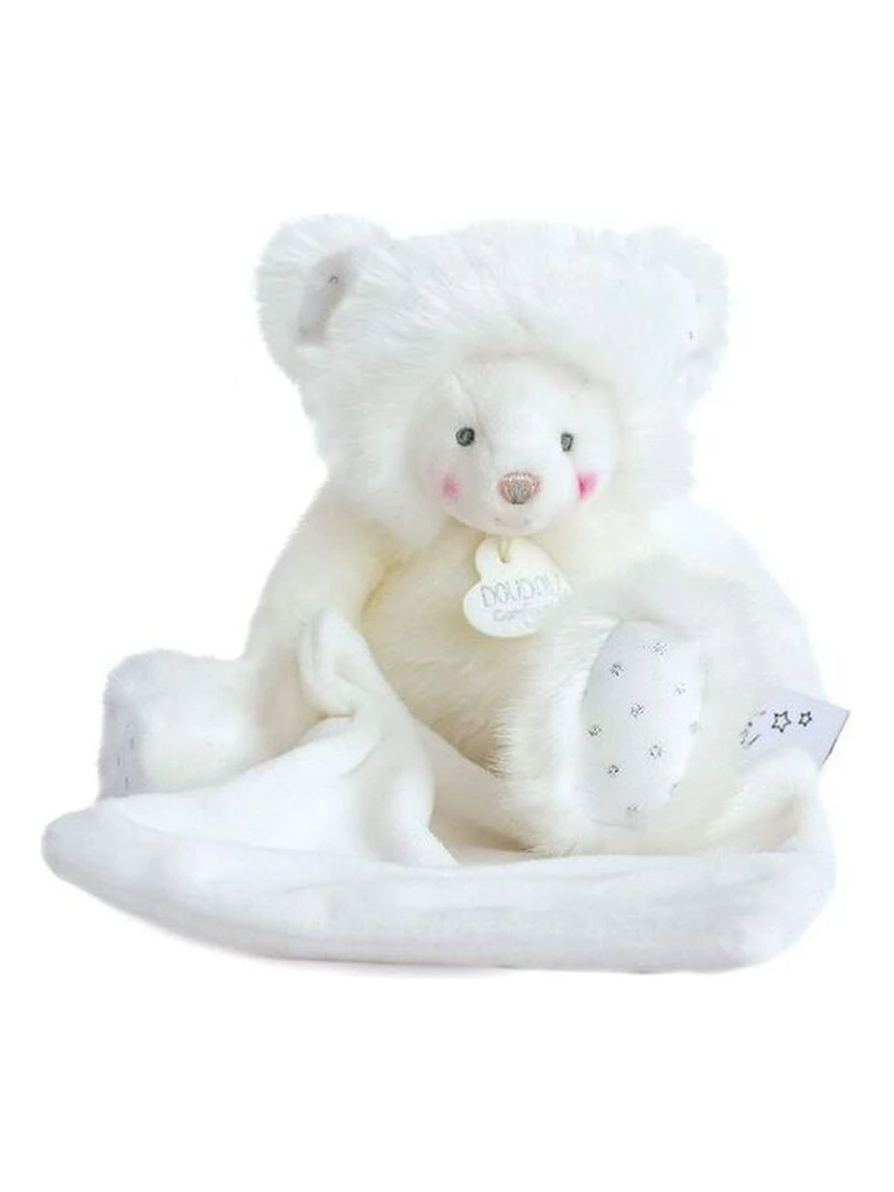Doudou Doudou et compagnie Ours Blanc avec mouchoir Pantin Trop Mimi Blanc