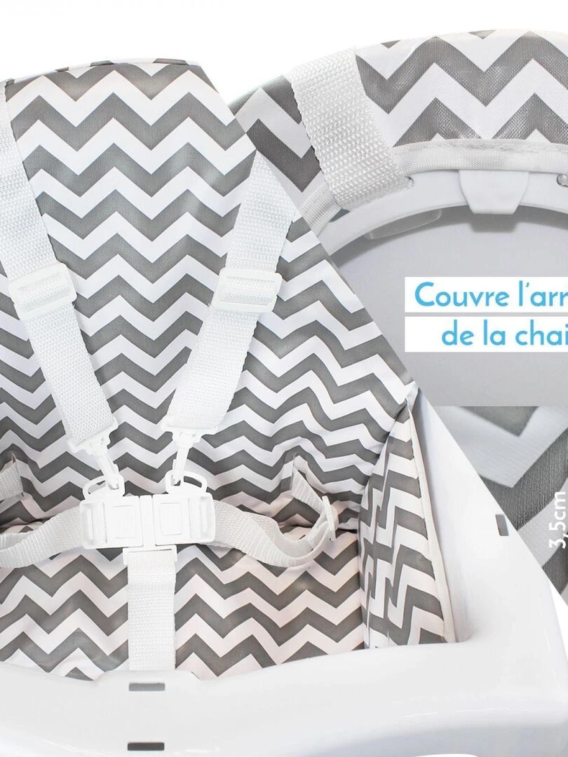 Housse d'assise pour chaise haute bébé enfant gamme Délice   Monsieur Bébé   Gris Blanc Gris