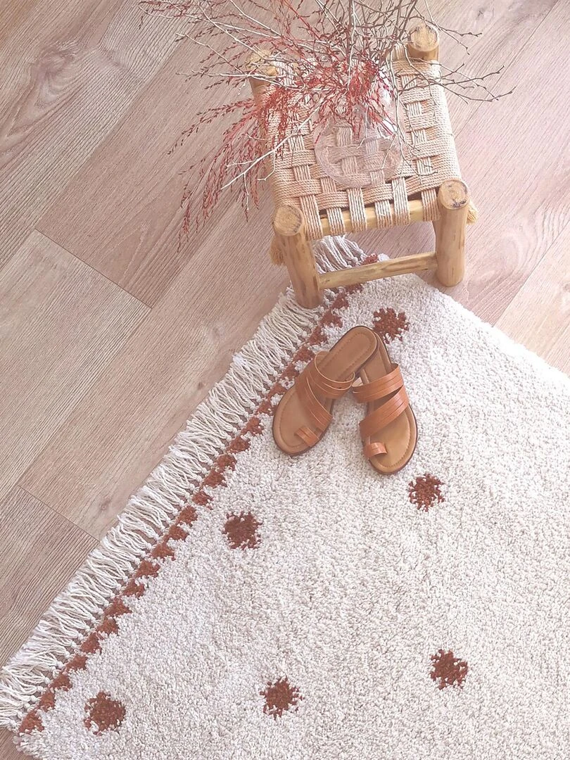Tapis Rectangulaire Pois Terracotta Wooly (100 X 150 Cm)   Ecru