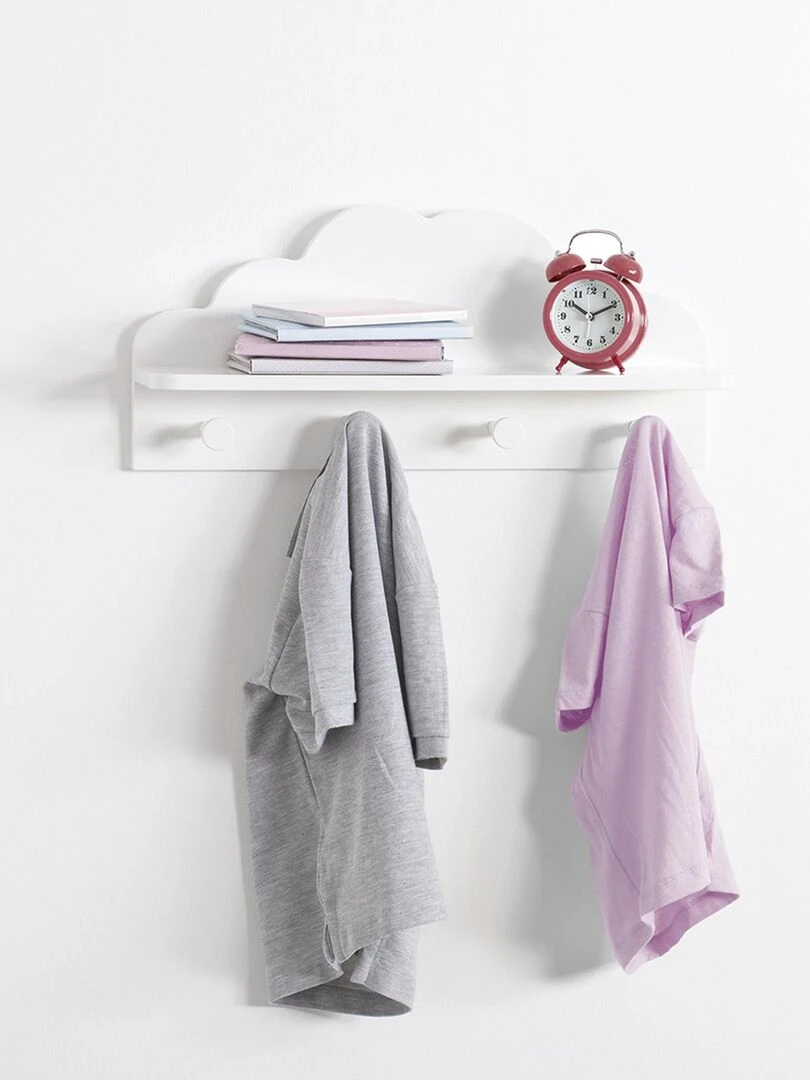Etagère enfant avec patère au style nuage Blanc