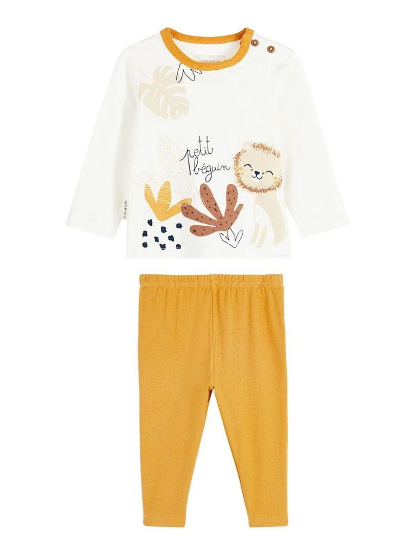 Pyjama bébé en velours ouverture zippée Luna   Ecru