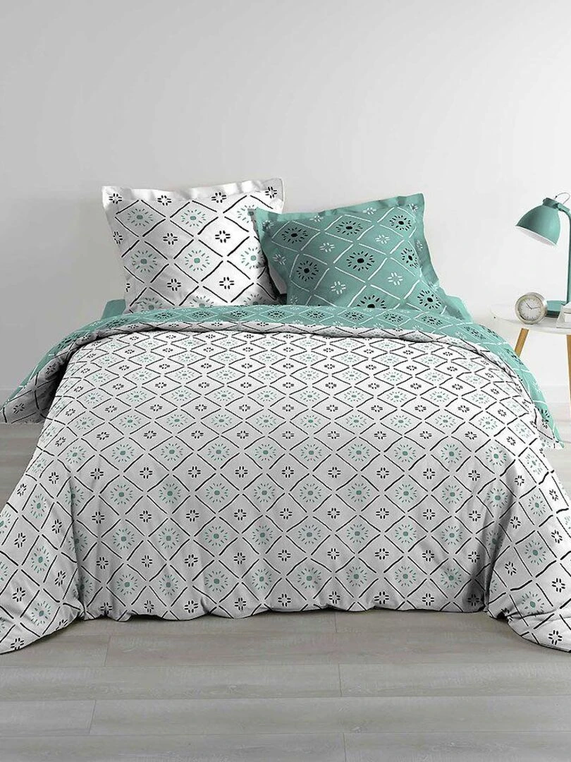 Housse de couette + 2 taies d'oreiller Tahina   Bleu