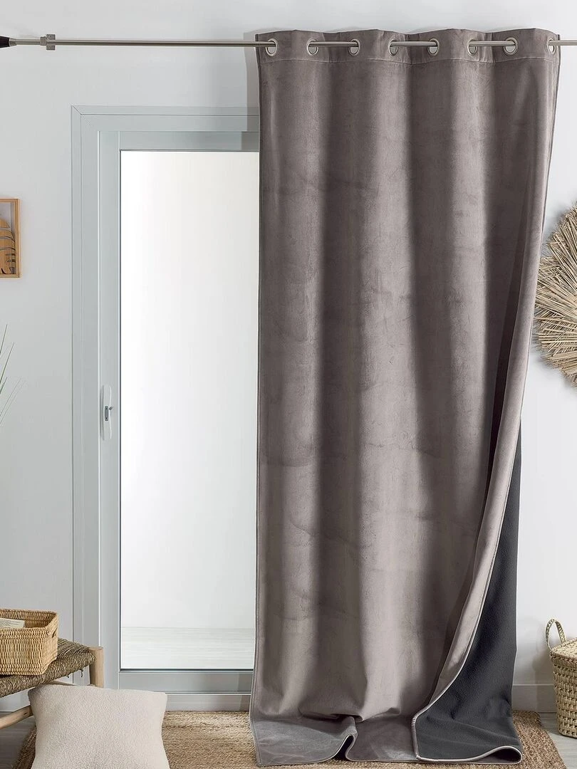 Rideau isolant et occultant en velours doublé polaire Taupe