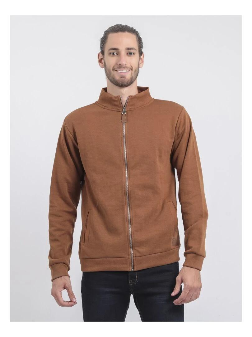 Gilet zippé col montant WITS Marron caramel