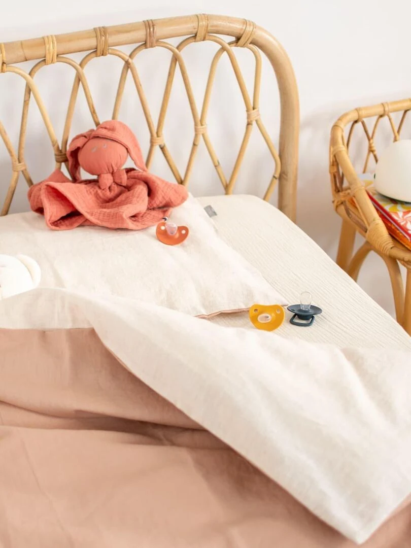 Housse de couette réversible en Lin lavé   Orange clair