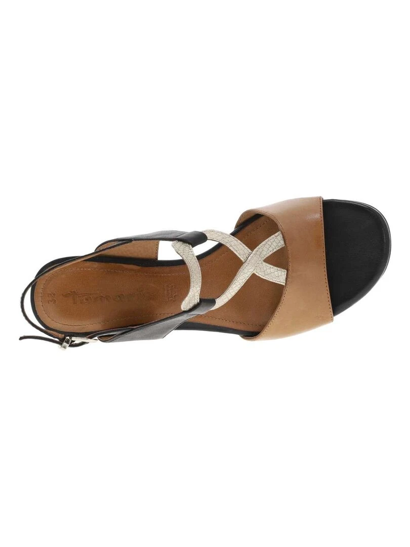TAMARIS   Nu pieds cuir talon entonnoir   Noir