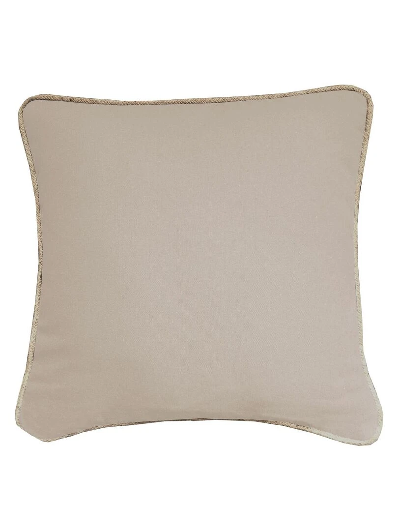 Coussin coton recyclé piping jute 'Deko&co' Taupe