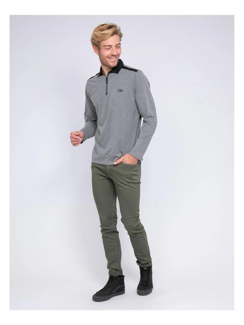 Polo manches longues PIBODI   Gris foncé