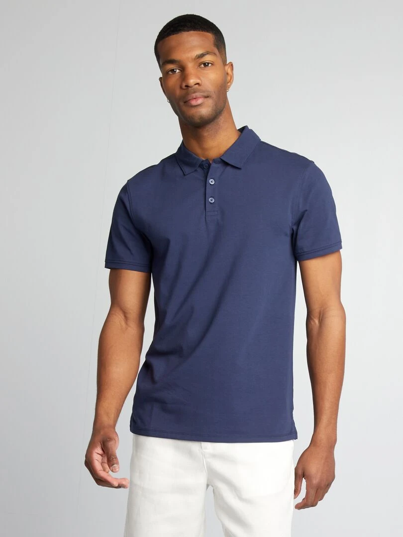 Polo stretch slim fit Bleu marine