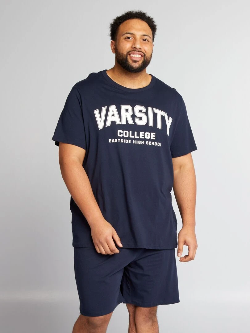 Ensemble pyjama court t shirt + short 2 pièces Bleu