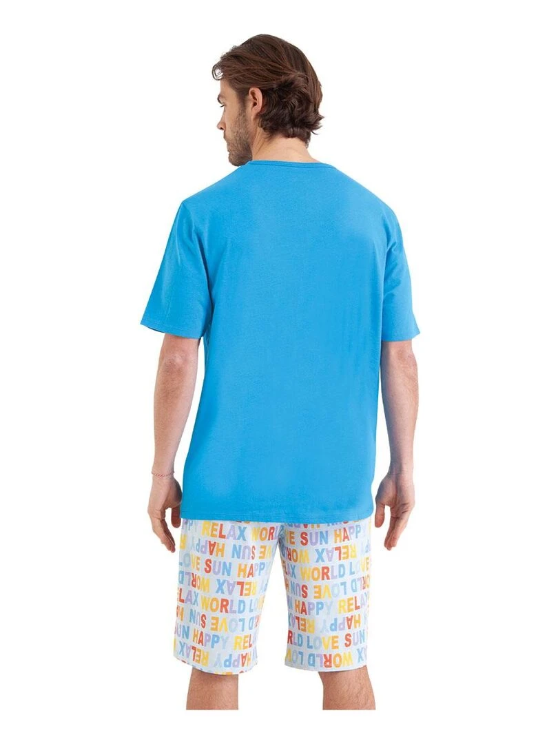 Pyjama court homme Happy Summer   Bleu