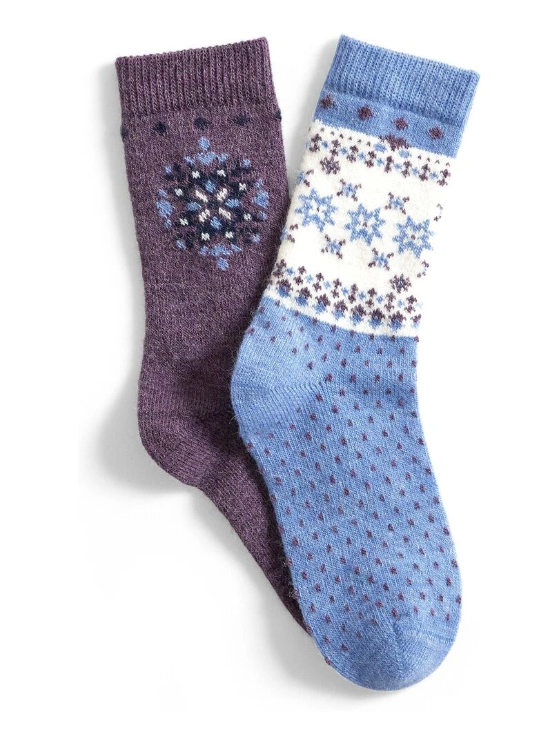 Lot de 2 paires de chaussettes maille laineuse Thermolactyl Damart Violet