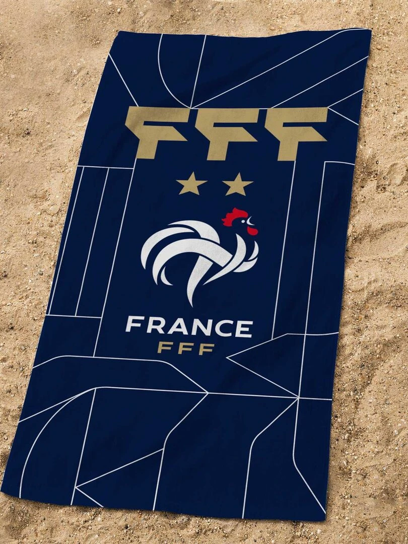 Drap de bain imprimé 100% coton FFF CONSTRUCTION Bleu marine