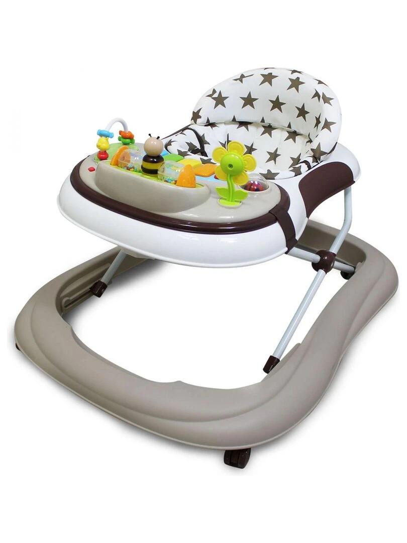 Trotteur bébé évolutif musical pliable réglable en hauteur   Monsieur Bébé   Marron