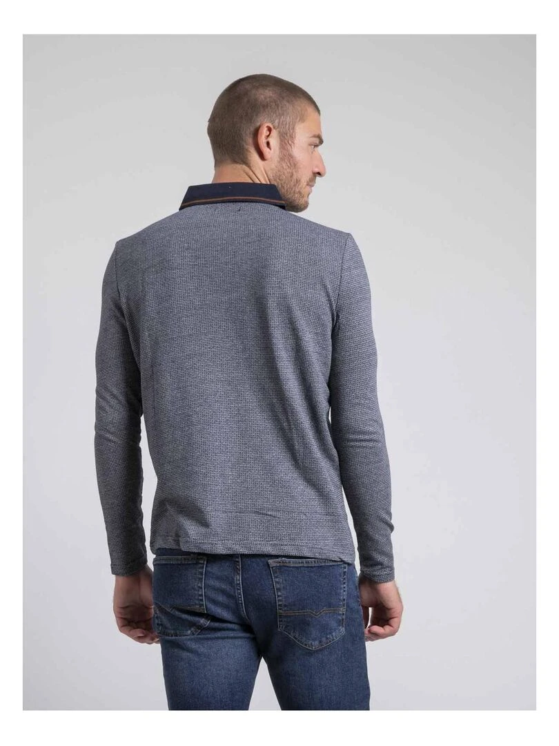 Polo manches longues pur coton PIVALMOX Bleu marine