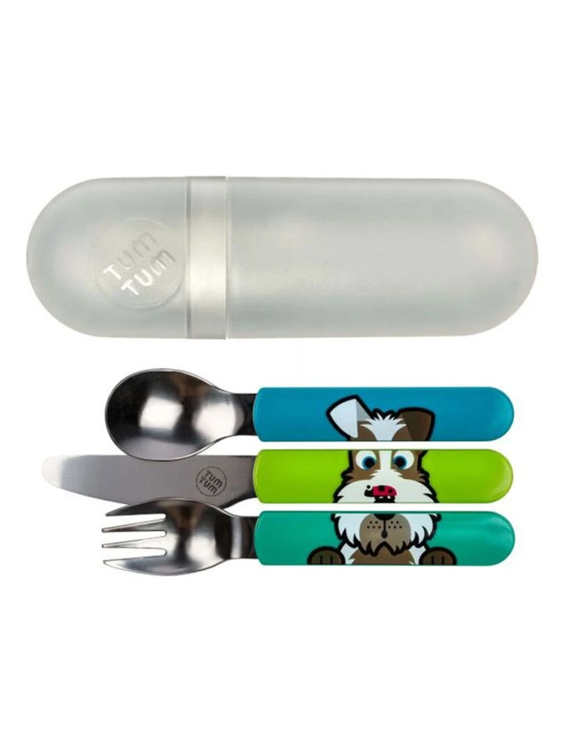 Lot de 3 Couverts puzzle avec étui Scruff Vert