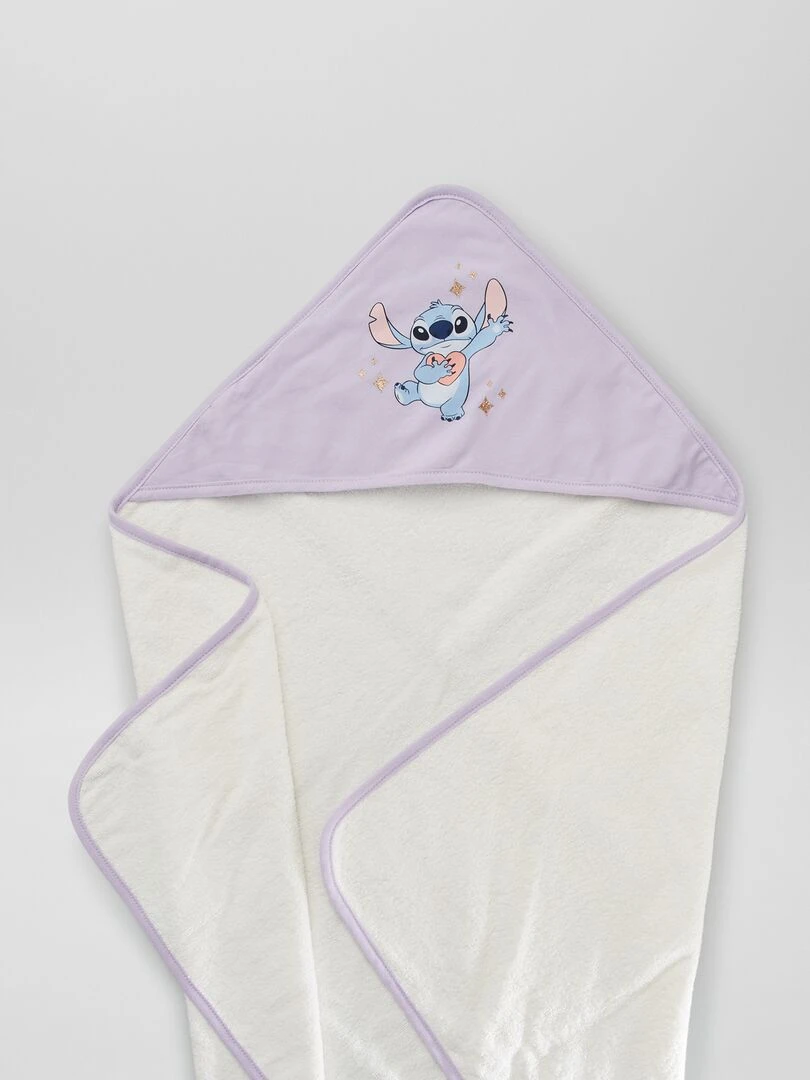 Cape de bain + gant de toilette 'Stitch'   Violet