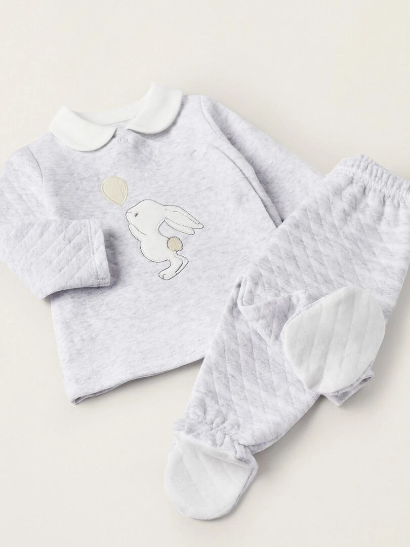 Ensemble pour Nouveau Né 'Lapin'  EARLY BLOOM   Gris clair