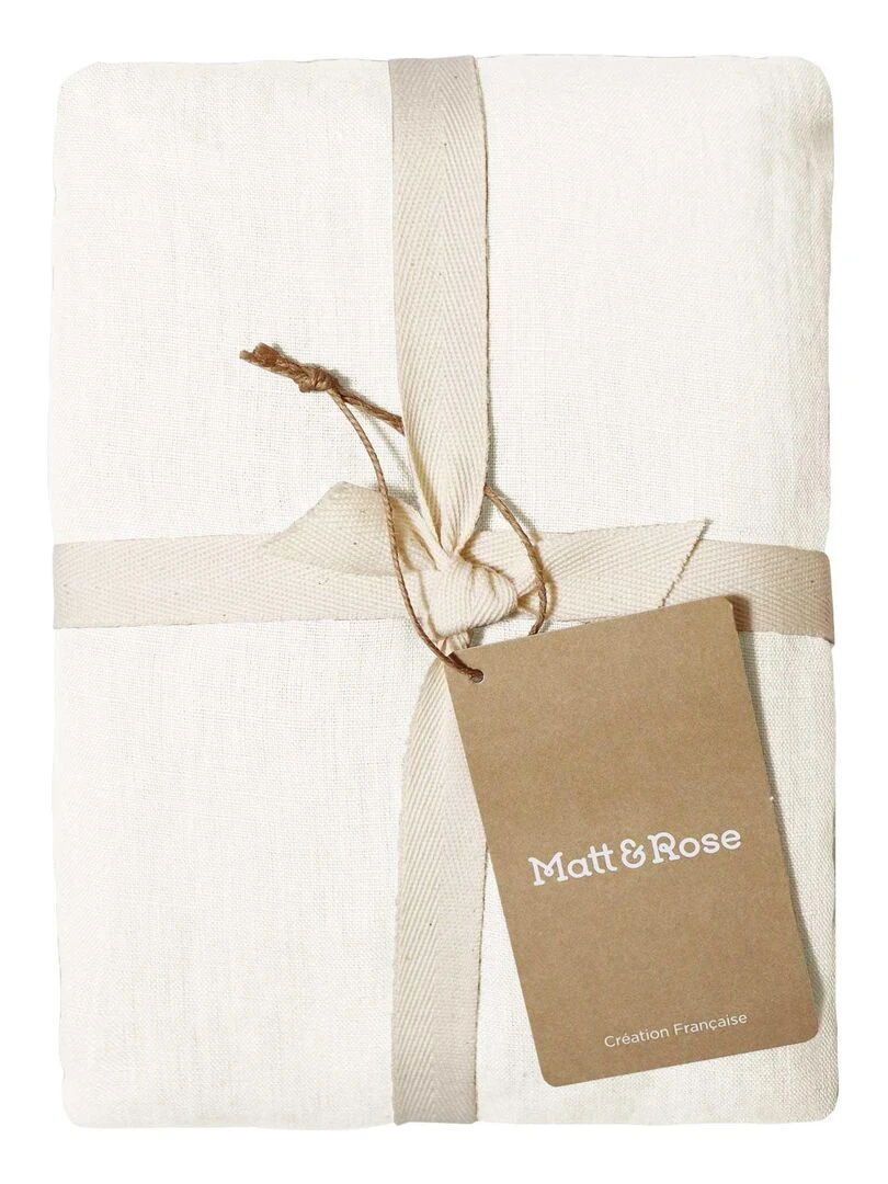 Parure de lit unie en lin  LIN LAVÉ   Blanc cassé