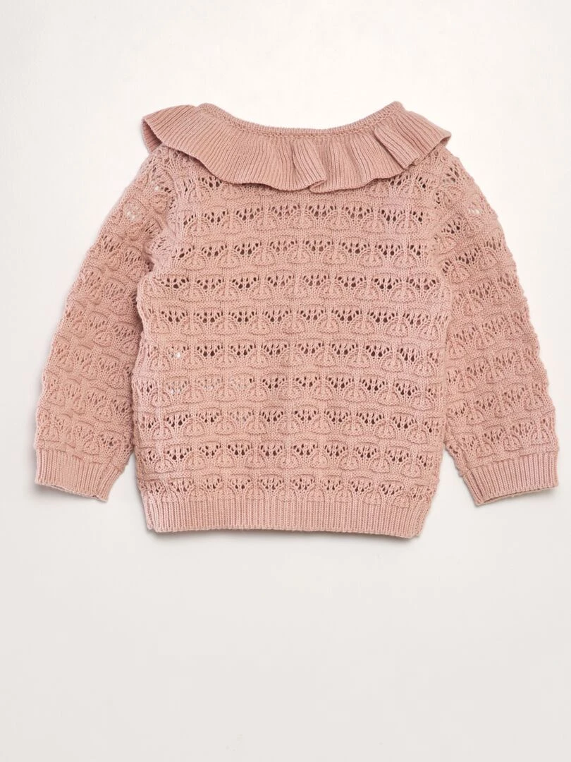 Gilet en maille ajourée   Rose