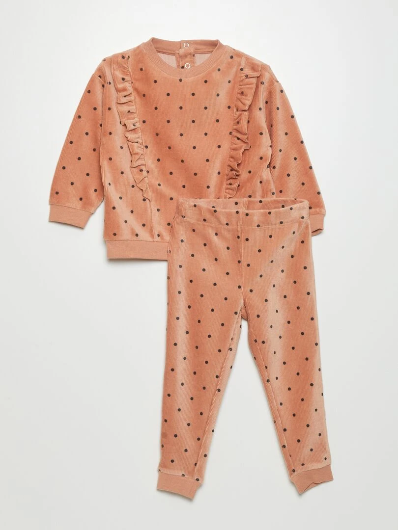 Ensemble de pyjama à motif 2 pièces Marron