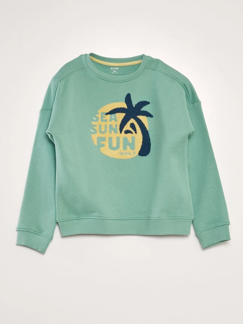 Sweat en french terry avec imprimé bouclette Vert