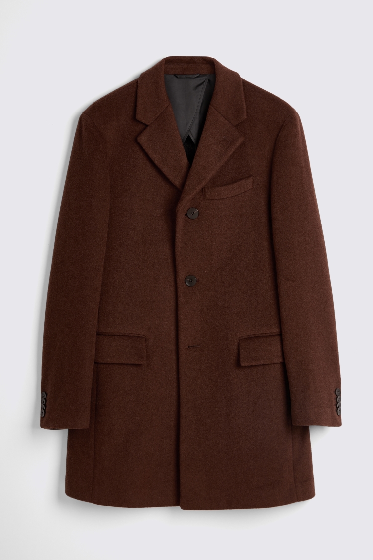 Chestnut Wool Cashmere Blend Overcoat   Buy Online at Moss