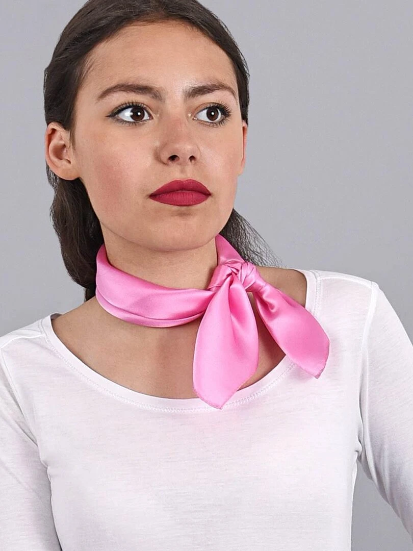 Carré de soie Piccolo uni Rose