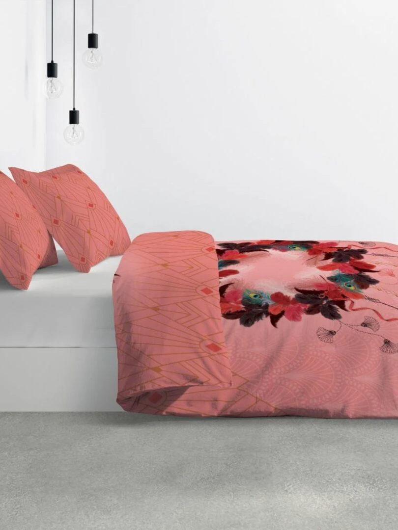 Housse de couette 200x200 cm + 2 taies d'oreiller 100% Coton 47 fils Cancan Dream   Rouge