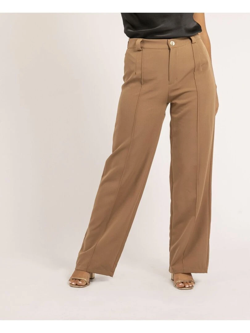 Pantalon coupe droite ELSY Marron caramel