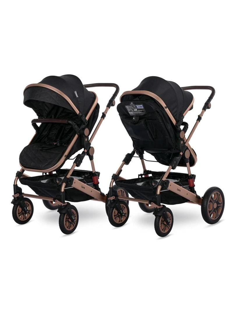 LORELLI   Poussette combinée trio 3 en 1   siège auto 0m – nacelle – dès la naissance – jusqu’à 15kg   Noir