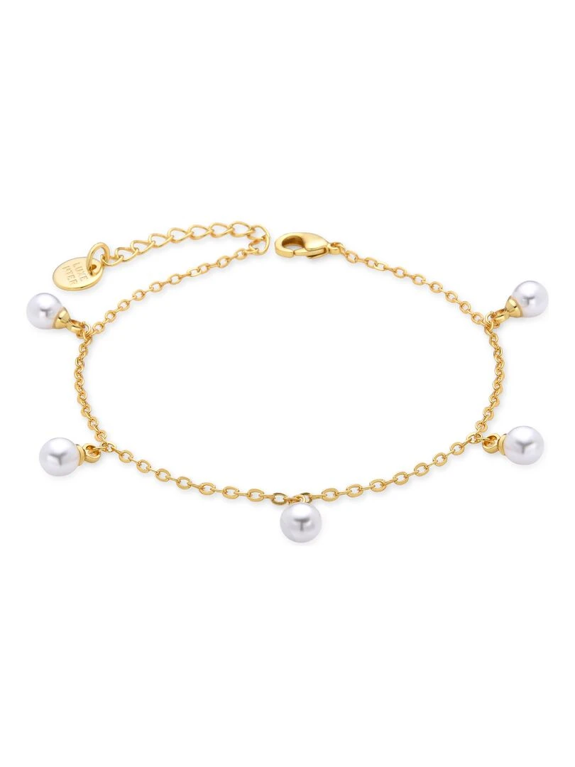 Bracelet Tawser en perles blanches finition en or jaune 18 carats Multicolore