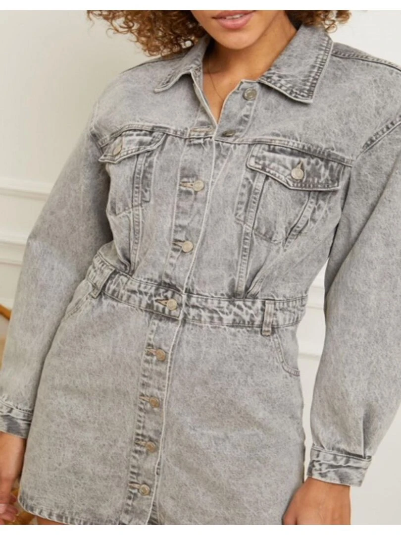 Combi jupe courte en jean Kebello   Gris