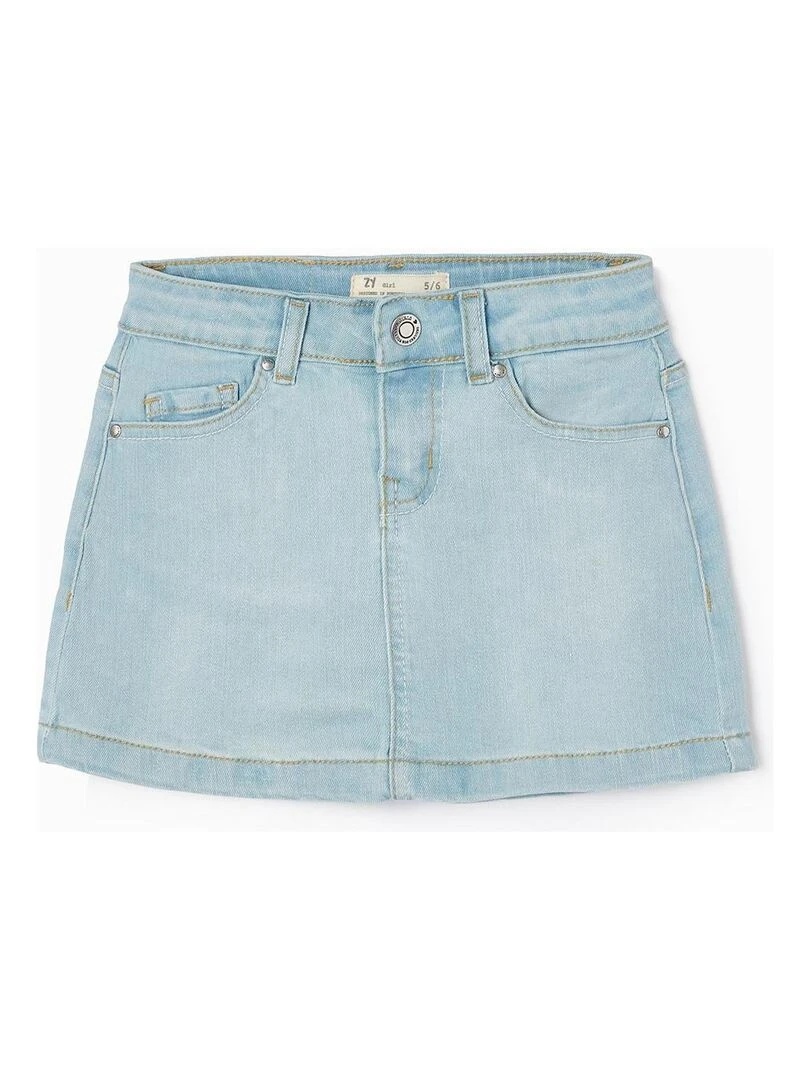Jupe en Denim de Coton Fille READY PLAYER Bleu clair