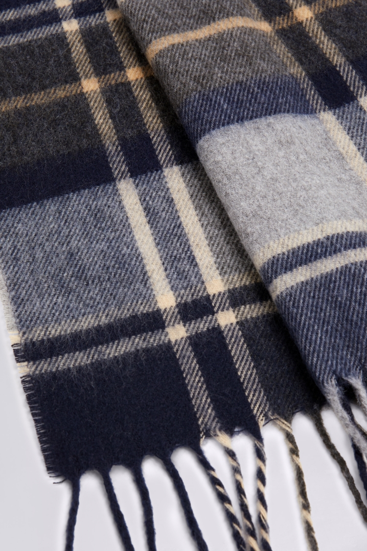 Navy Check Recycled Cashmink Scarf Buy Online at Moss