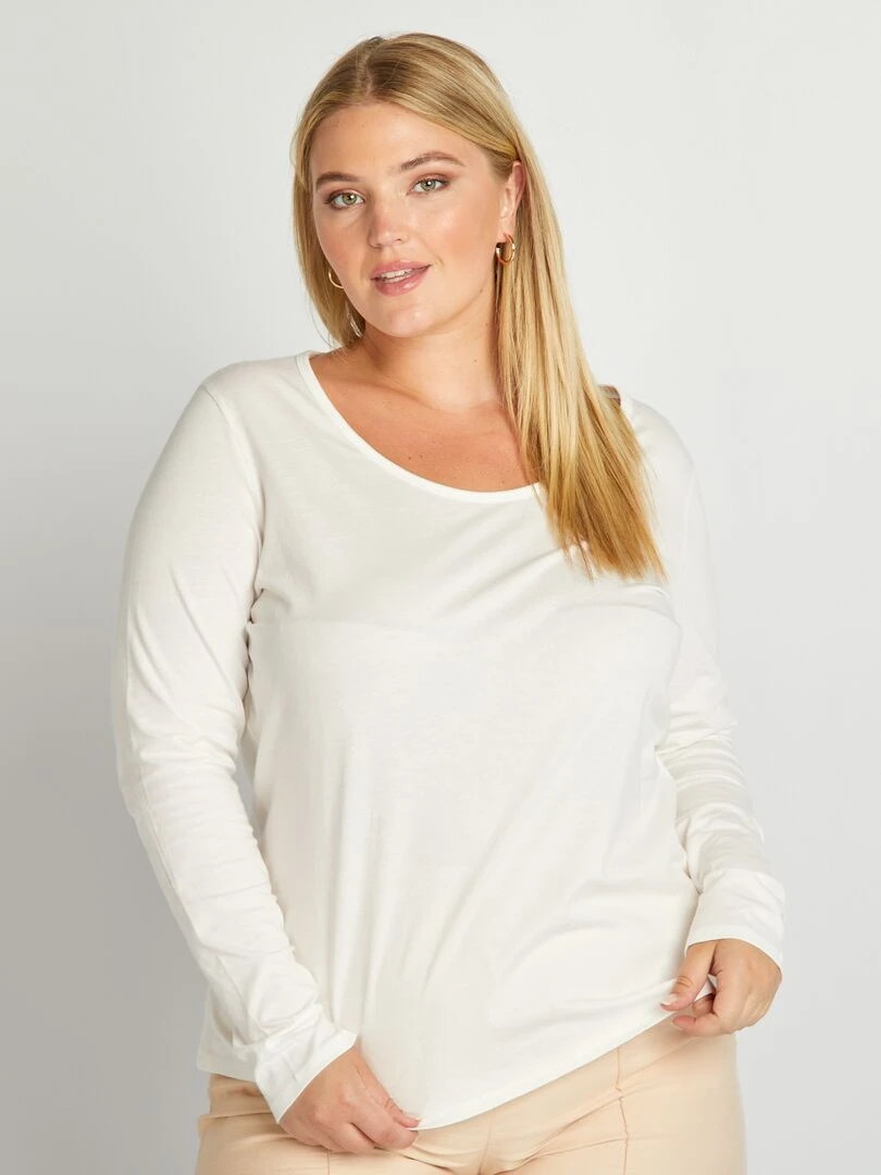 T shirt en jersey à col rond   blanc