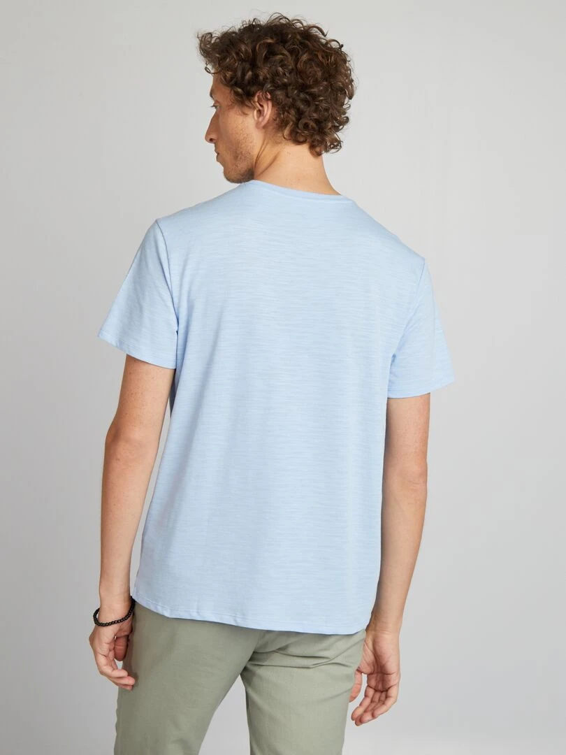 T shirt en jacquard à col rond   Bleu