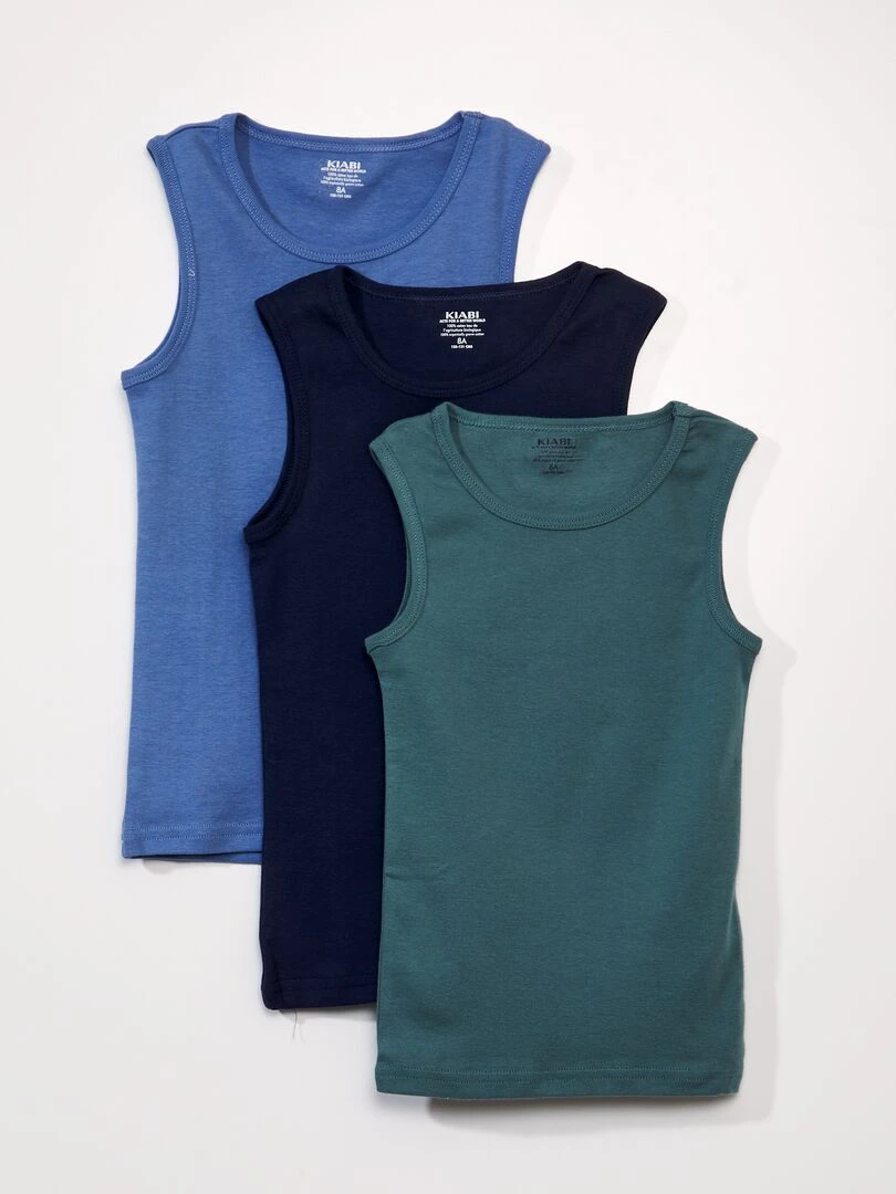 Lot de 3 débardeurs Marine/bleu/vert