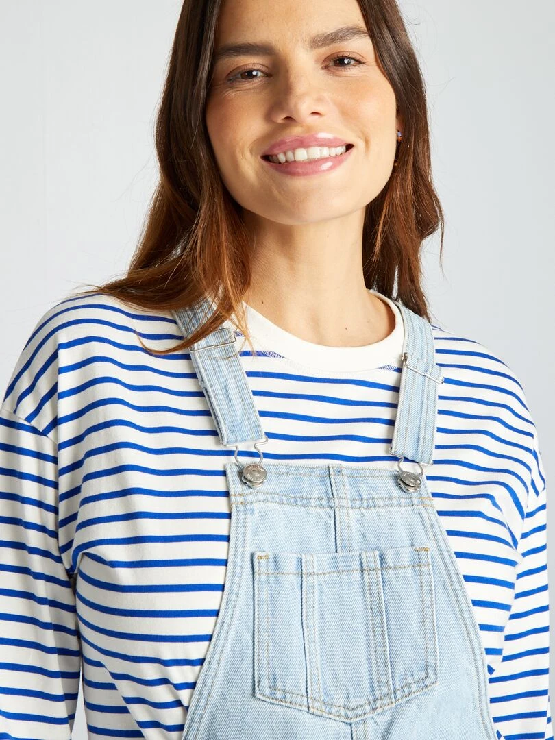 Salopette short grossesse en denim   Triple stone
