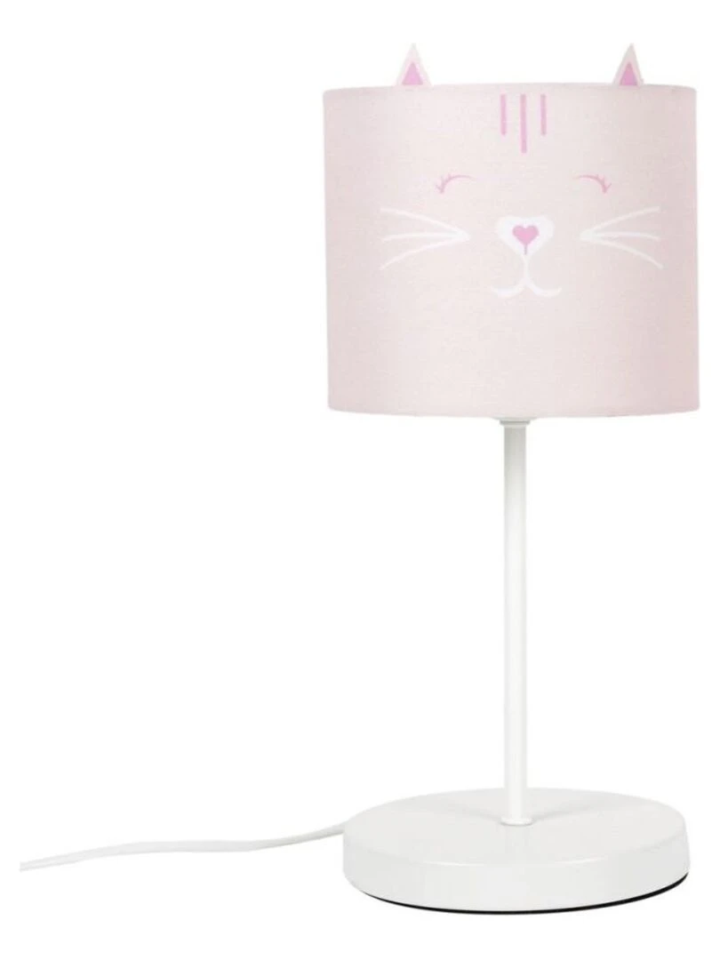 Lampe de chevet enfant chat Rose